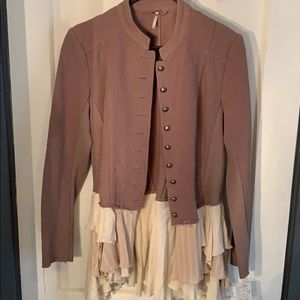 Free People Military Ruffles Blazer